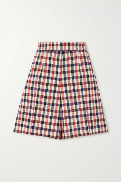 Shop Victoria Victoria Beckham Checked Jacquard Shorts In Red