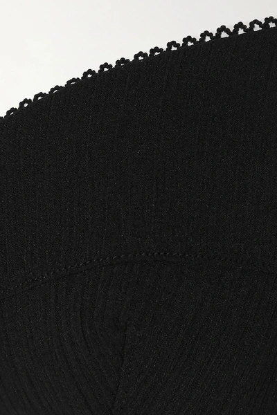 Shop Coco De Mer Penelope Picot-trimmed Embellished Crepon Underwired Bra In Black