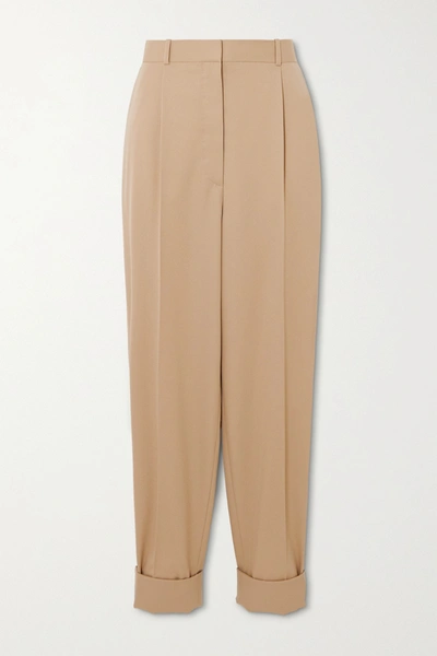Shop The Row Marta Tapered Wool-twill Pants In Beige