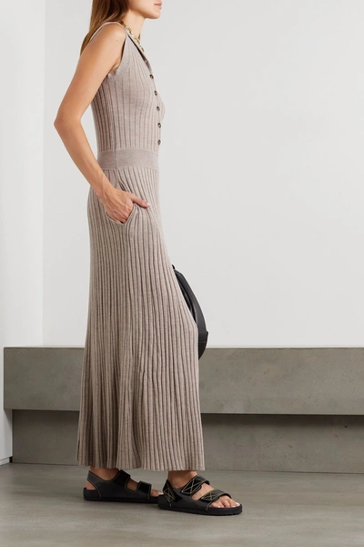 Shop Loulou Studio Arborea Ribbed Wool Maxi Dress In Beige