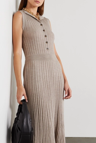 Shop Loulou Studio Arborea Ribbed Wool Maxi Dress In Beige