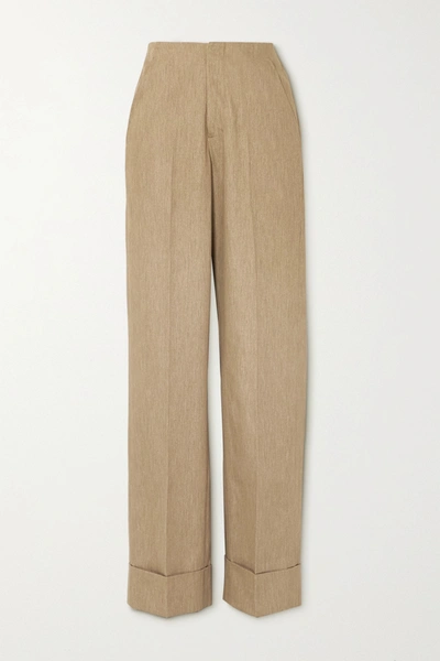 Shop King & Tuckfield Cotton Wide-leg Pants In Beige