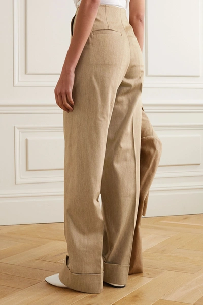 Shop King & Tuckfield Cotton Wide-leg Pants In Beige