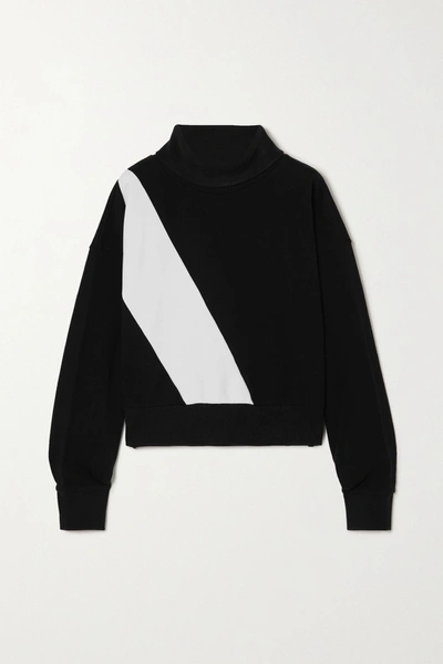 Shop Aarmy Two-tone Cotton-jersey Turtleneck Sweatshirt In Black