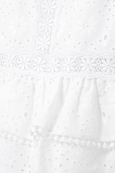 Shop Charo Ruiz Nawa Crocheted Lace-trimmed Broderie Anglaise Cotton-blend Mini Dress In White