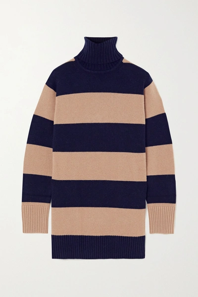 Shop Max Mara Wool And Cashmere-blend Turtleneck Sweater In Navy