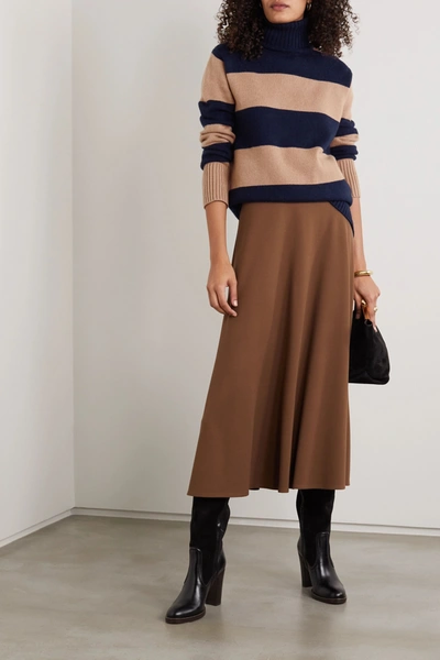 Shop Max Mara Wool And Cashmere-blend Turtleneck Sweater In Navy