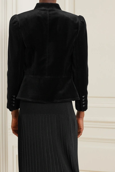 Shop Tory Burch Cotton-blend Velvet Jacket In Black