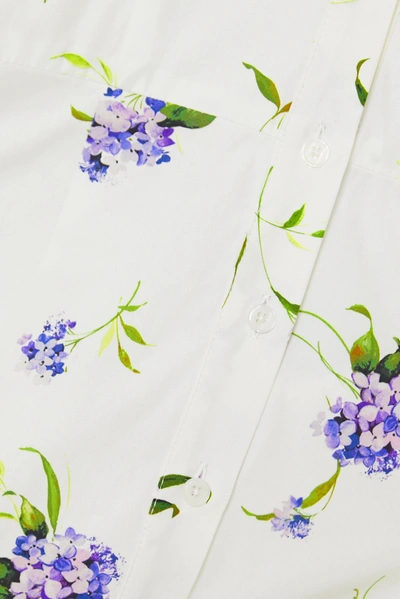 Shop Les Rêveries Cutout Floral-print Cotton-poplin Shirt Dress In White