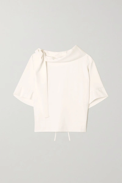 Shop Aaizél Draped Twill Blouse In Ivory