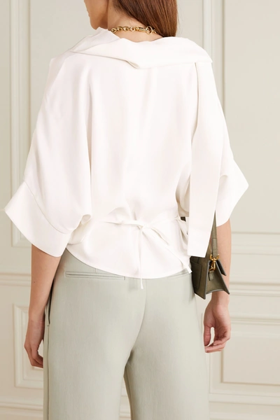 Shop Aaizél Draped Twill Blouse In Ivory