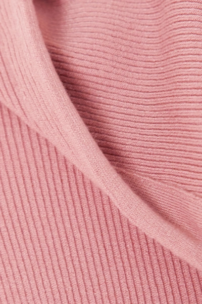 Shop Tom Ford Hooded Ribbed Cashmere-blend Dress In Pink