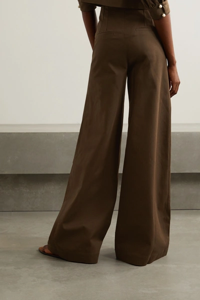 Shop Anna Mason Beau Cotton-drill Wide-leg Pants In Army Green