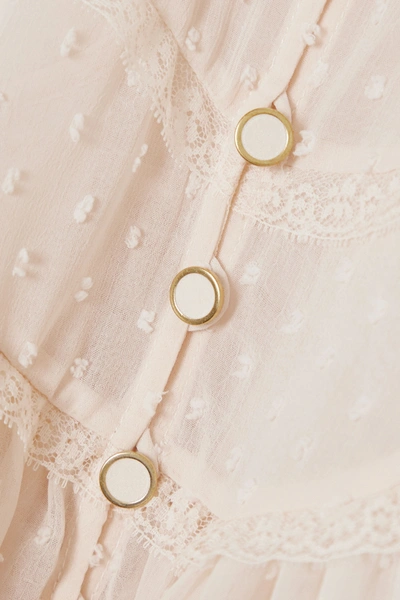 Shop Zimmermann Ladybeetle Lace-trimmed Swiss-dot Chiffon Blouse In Ivory