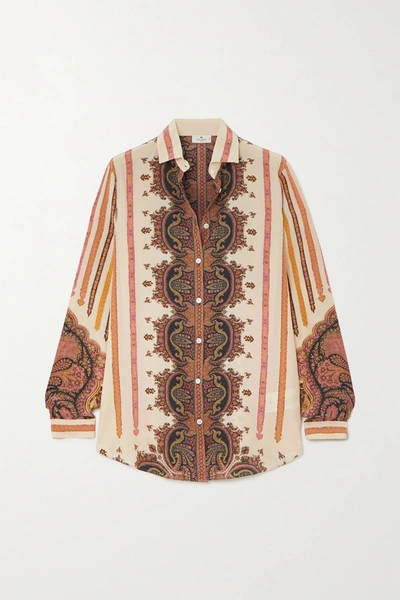 Shop Etro Printed Silk Shirt In Ivory