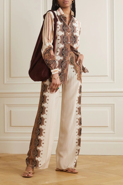 Shop Etro Printed Silk Shirt In Ivory