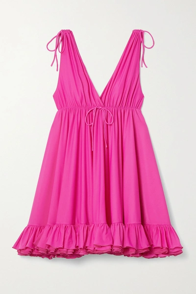 Shop Balenciaga Ruffled Stretch-jersey Top In Bright Pink