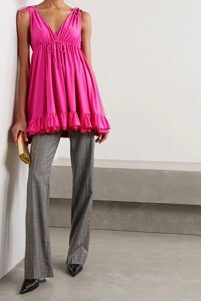 Shop Balenciaga Ruffled Stretch-jersey Top In Bright Pink