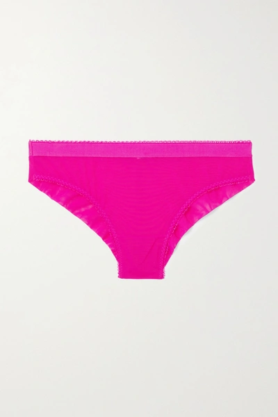 Shop Stella Mccartney Lace-trimmed Stretch-mesh Briefs In Pink