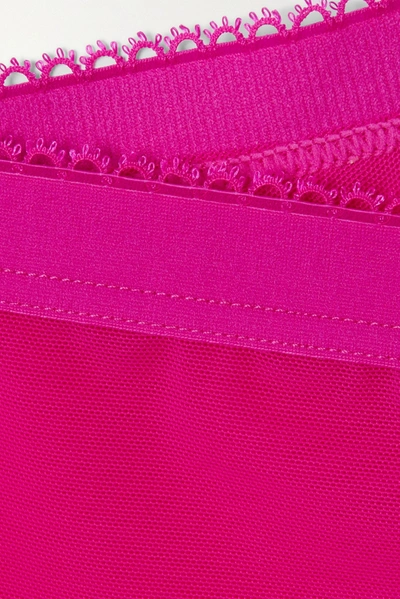 Shop Stella Mccartney Lace-trimmed Stretch-mesh Briefs In Pink