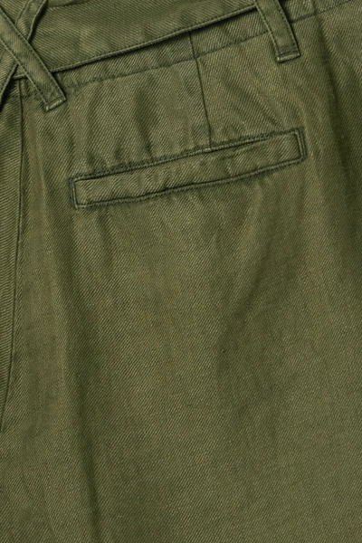 Shop Alex Mill Avery Belted Pleated Linen Shorts In Army Green