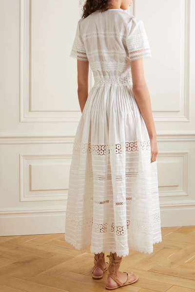 Shop Waimari Camilla Guipure Lace-trimmed Cotton Maxi Dress In White