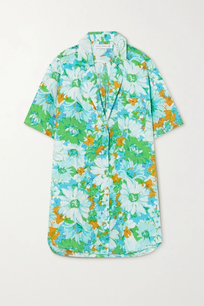 Shop Faithfull The Brand + Net Sustain Charlita Floral-print Linen Shirt In Blue