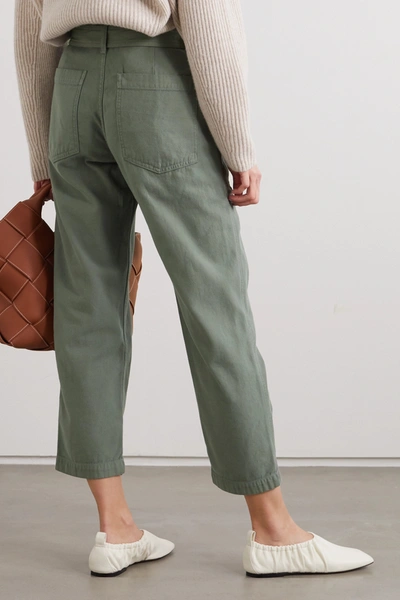 Shop Citizens Of Humanity Noelle Cropped Belted Cotton-twill Cargo Pants In Green