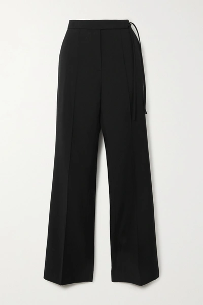 Shop Le 17 Septembre Tie-detailed Crepe Wide-leg Pants In Black