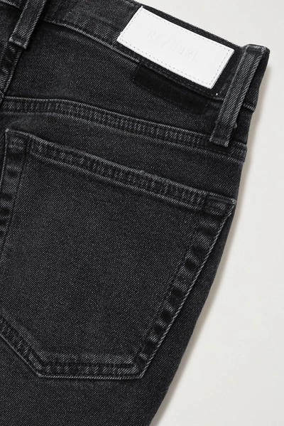 Shop Re/done + Net Sustain 90s Cropped Frayed High-rise Skinny Jeans In Black