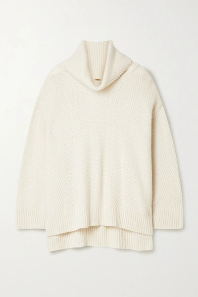 Shop Adam Lippes Cashmere And Silk-blend Turtleneck Sweater In Ivory