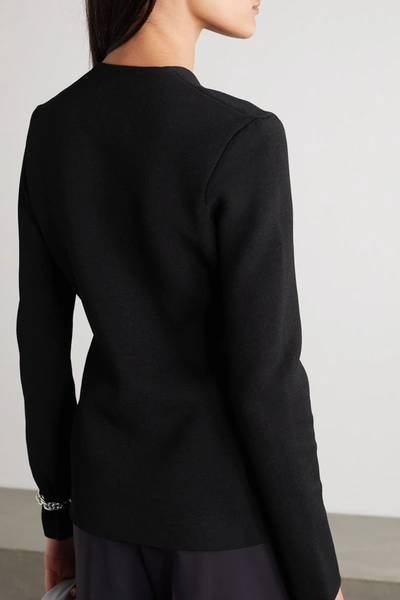 Shop Jil Sander Double-breasted Stretch-knit Cardigan In Black