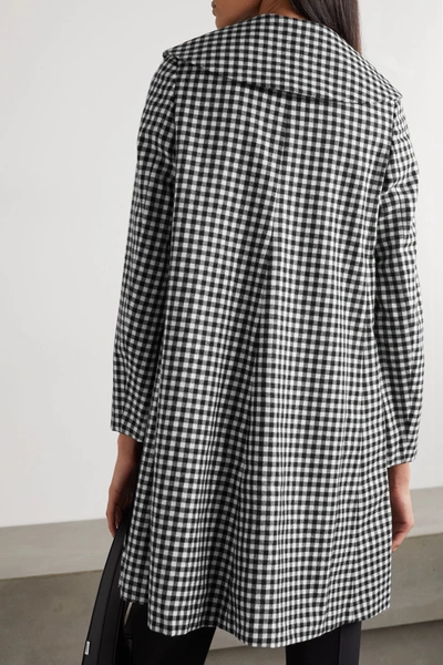 Shop Comme Des Garçons Comme Des Garçons Velvet-trimmed Gingham Wool-twill Coat In Black