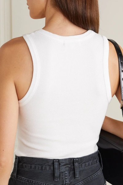 Agolde Poppy Ribbed Stretch Organic Cotton And Tencel-blend Jersey Tank In White