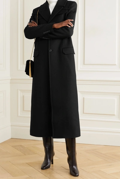 Shop Saint Laurent Wool-twill Coat In Black