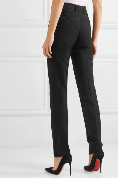 Shop Saint Laurent Wool-gabardine Slim-leg Pants In Black