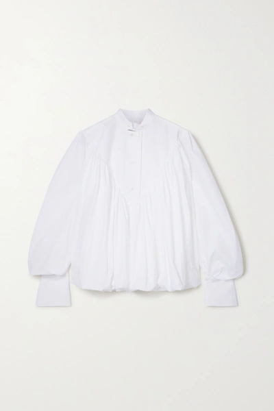 Shop Palmer Harding Ateles Pleated Cotton-blend Poplin Shirt In White