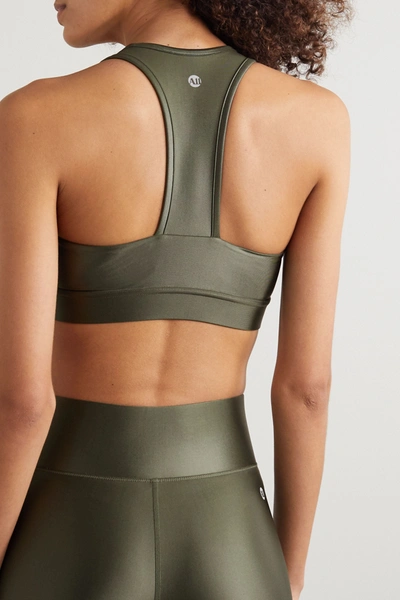 Shop All Access Front Row Stretch Sports Bra In Army Green