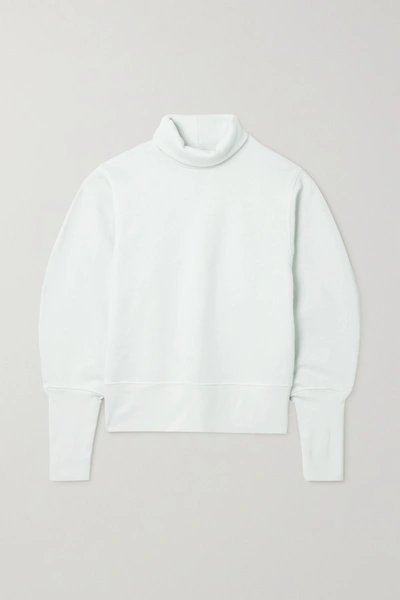 Shop Agolde Cotton-jersey Turtleneck Sweatshirt In Light Gray