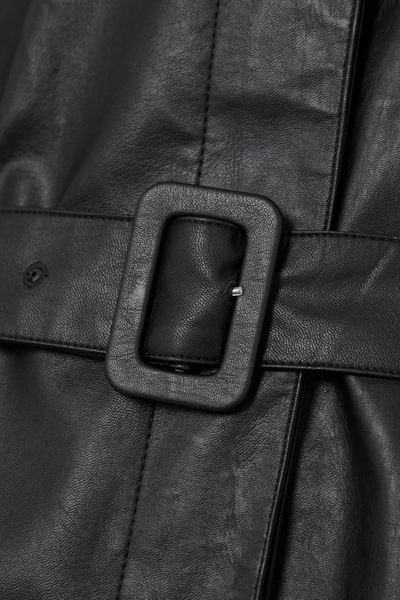 Shop Mm6 Maison Margiela Oversized Belted Faux Leather Jacket In Black