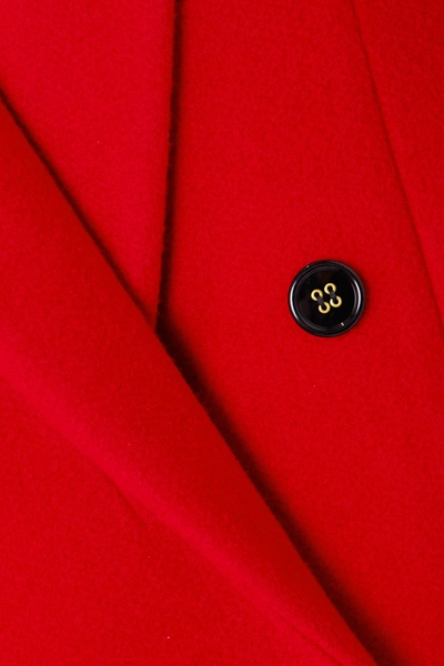 Shop Saint Laurent Double-breasted Cashmere And Wool-blend Coat In Red