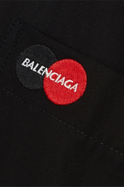 Shop Balenciaga Embroidered Cotton Shirt In Black