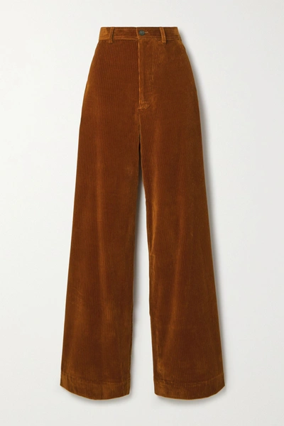 Shop Vanessa Bruno Polo Cotton-blend Corduroy Wide-leg Pants In Camel