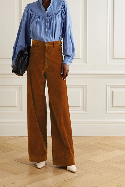 Shop Vanessa Bruno Polo Cotton-blend Corduroy Wide-leg Pants In Camel