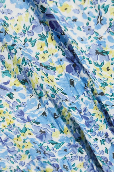 Shop Rixo London Agyness Cutout Tiered Floral-print Fil Coupé Cotton Maxi Dress In Sky Blue