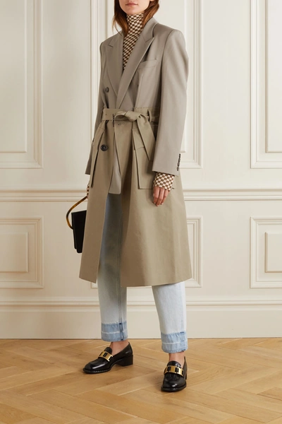 Shop Andersson Bell Belted Layered Cotton-twill And Wool-blend Trench Coat In Army Green