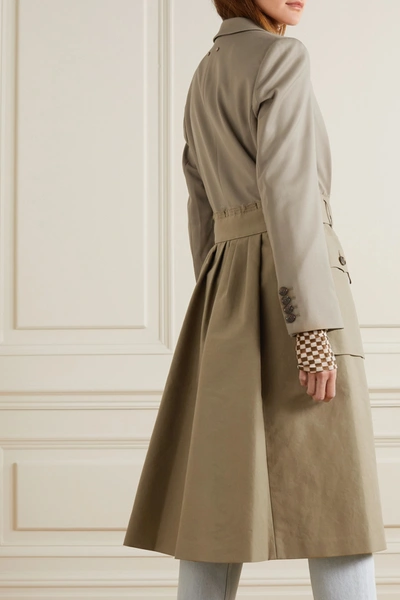 Shop Andersson Bell Belted Layered Cotton-twill And Wool-blend Trench Coat In Army Green