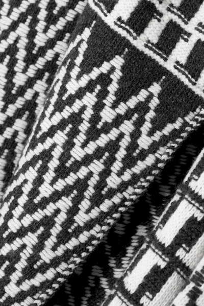 Shop Stella Mccartney Jacquard-knit Virgin Wool Coat In Black
