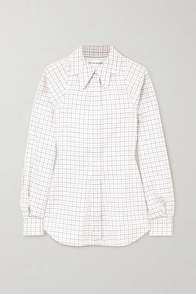 Shop Victoria Beckham Checked Cotton Shirt In White