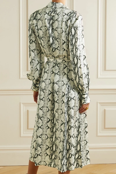 Shop Jason Wu Belted Snake-print Silk-satin Midi Shirt Dress In Snake Print